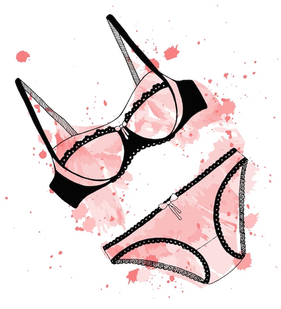 Vector sketch of lingerie. bra and panties.  illustration. stylized watercolor