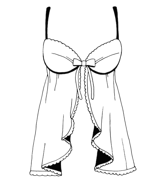 Вектор Эскиз нижнего белья. сексуальная ночная рубашка. векторная иллюстрация стиля эскиза.