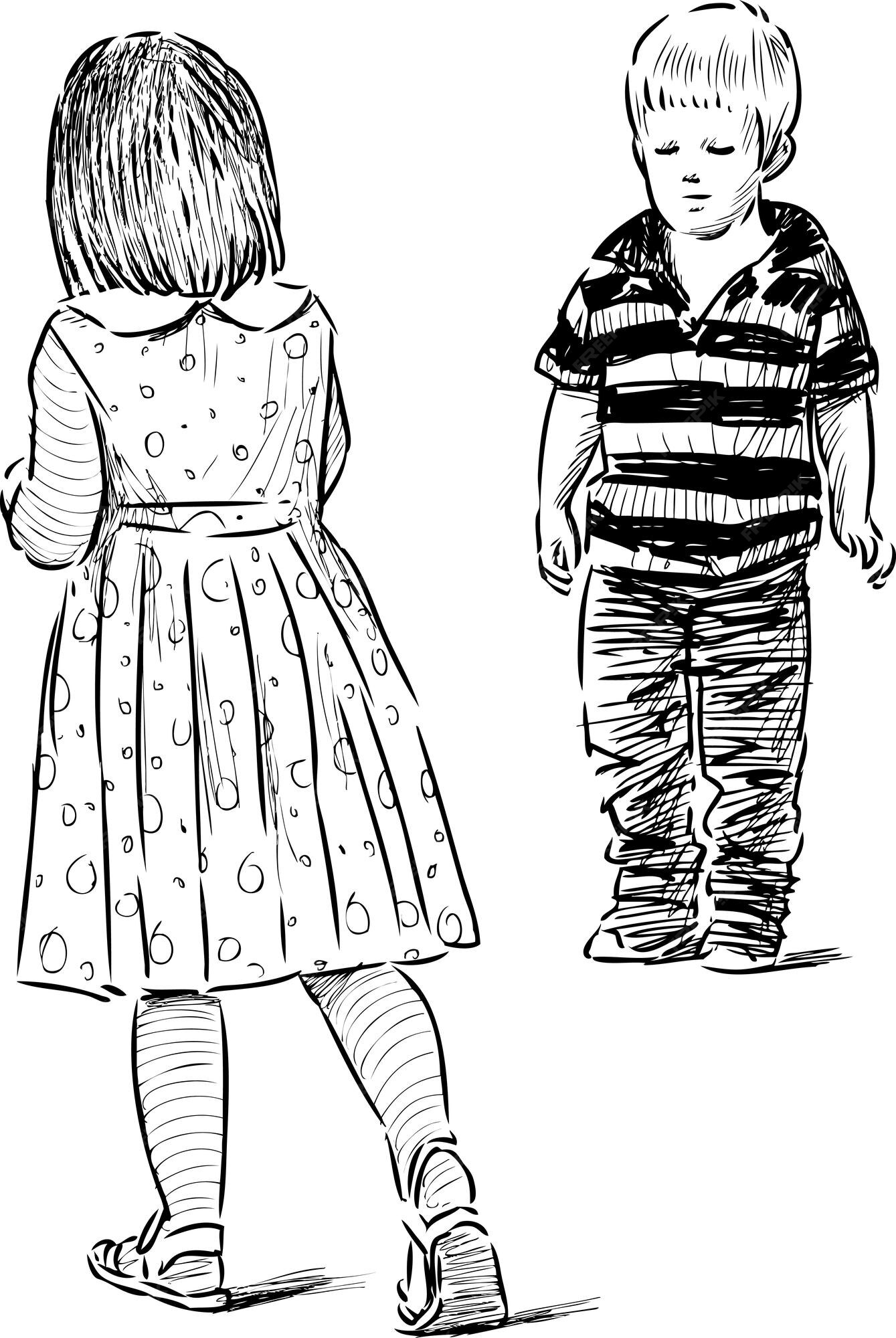 Premium Vector | Sketch of the little kids