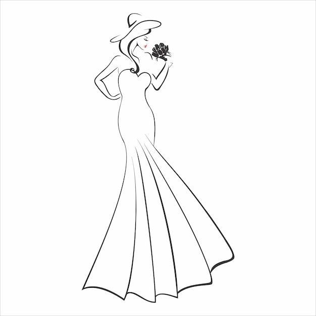 A sketch of a long evening dress Vector image Wedding image