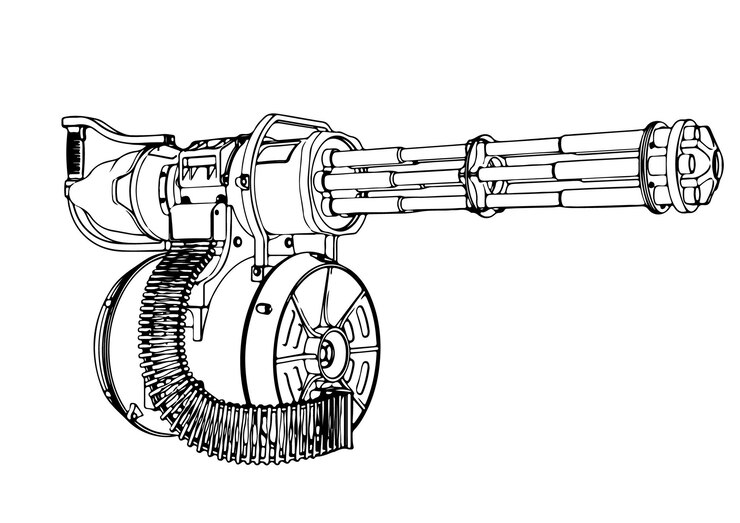 Vector sketch machine gun minigun vector