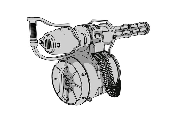 Vector sketch machine gun minigun vector