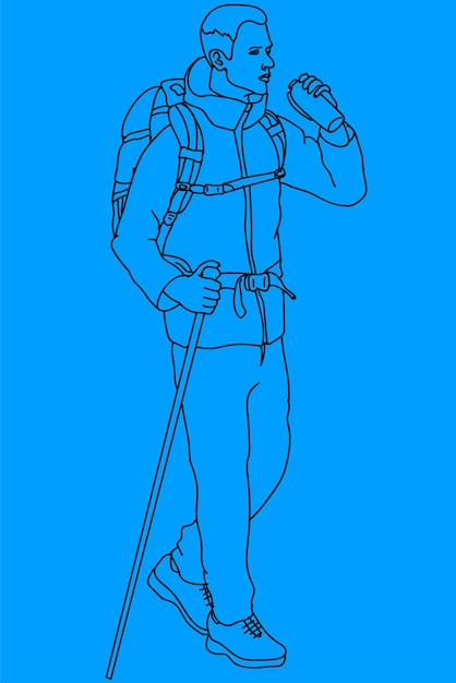 sketch male mountain climber line art