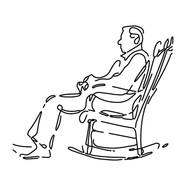 A sketch of a man sitting on a chair