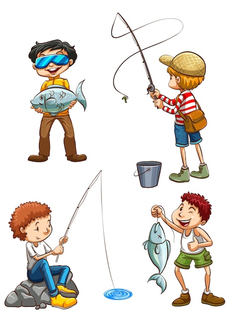 Vector a sketch of men fishing