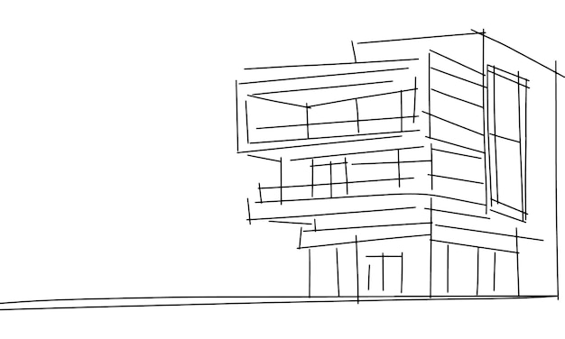 現代建築のスケッチ 手描きのベクトルアート