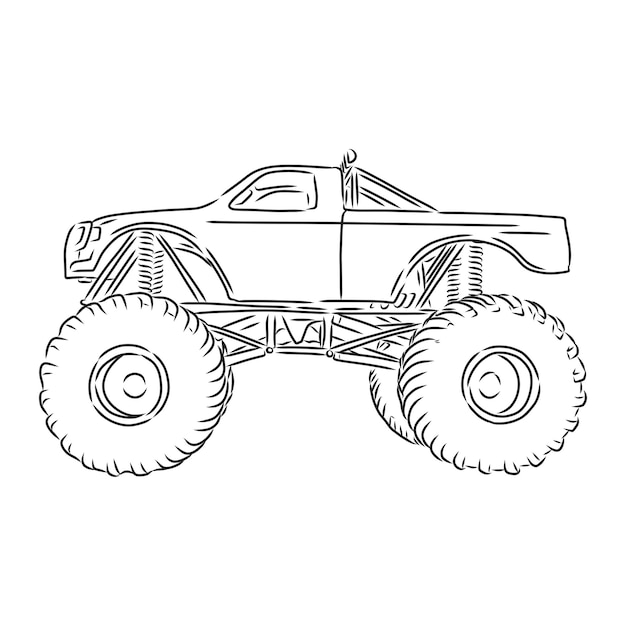 Sketch of monster truck vector illustration monster truck vector