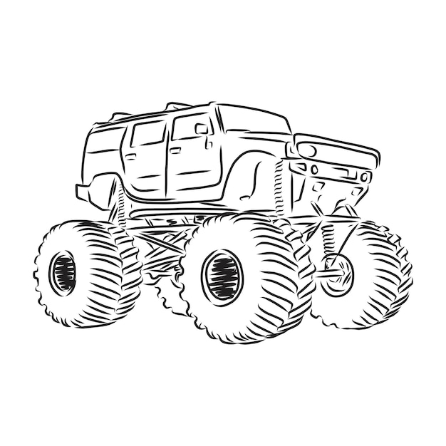 Schizzo di monster truck illustrazione vettoriale monster truck vector