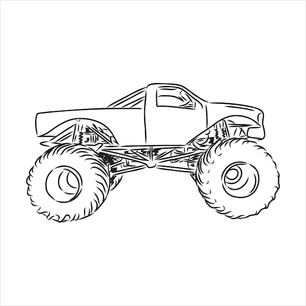 Vettore schizzo di monster truck illustrazione vettoriale monster truck vector