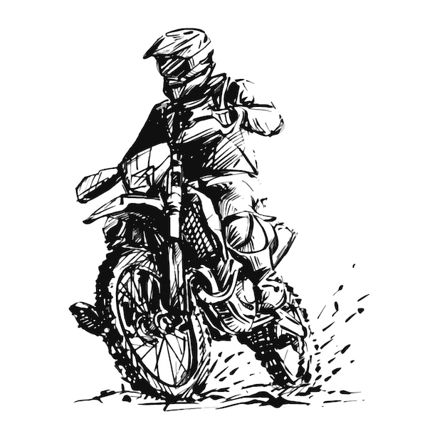 Vector sketch of motor cross riding over sand