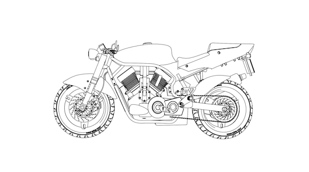 A sketch of a motorcycle with the word ducati on the front.