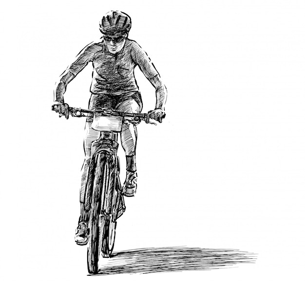 Vector sketch of the mountain bike competition hand draw