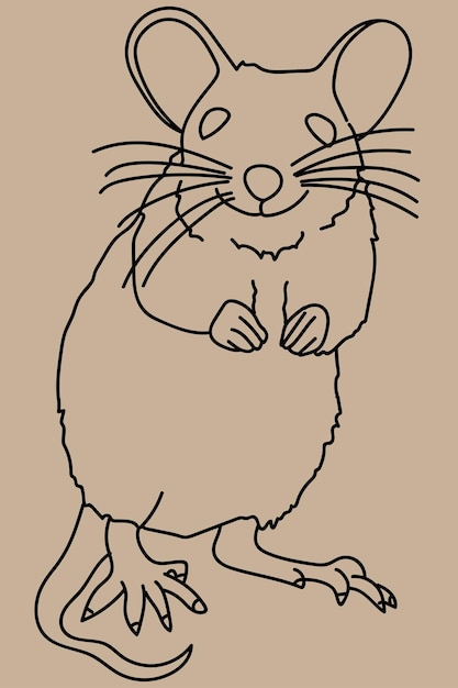 Vector sketch mouse line art