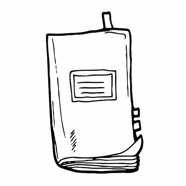 sketch of notebook. vector illustration with hand drawn leaf of notebook. clip art.