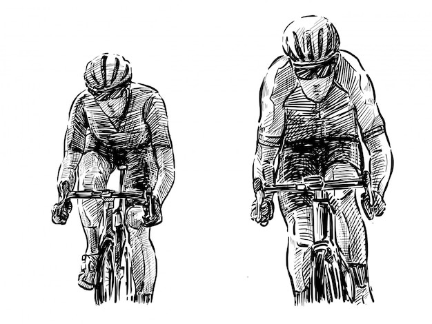 自転車競技手描きのスケッチ
