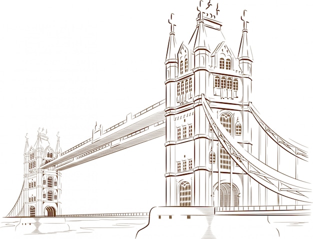 Эскиз британской туристической достопримечательности - лондонский мост