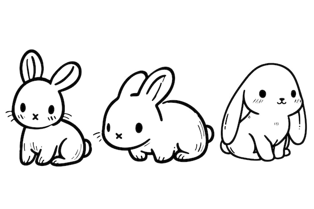 ベクトル ウサギの手描きの概要がベクトルに変換されたスケッチ
