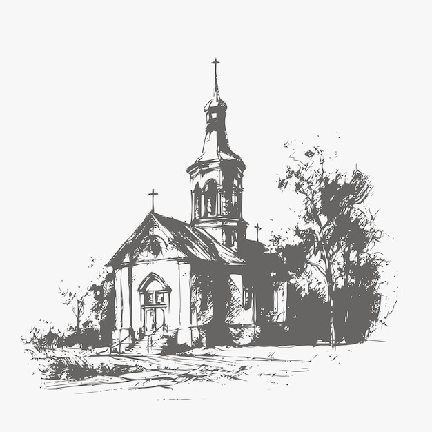 Вектор Эскиз церкви эскиз церкви рисованной