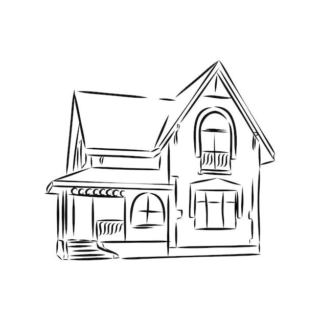 家の建築のスケッチフリーハンドの描画ベクトル図