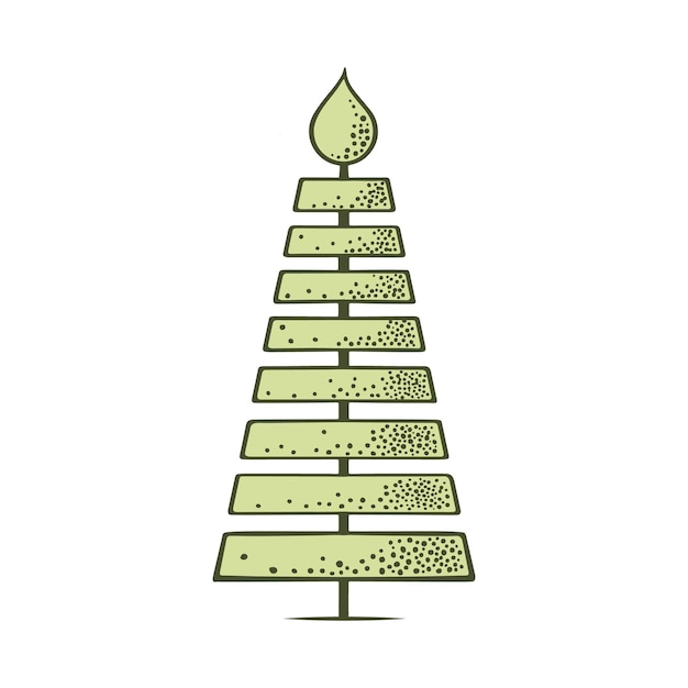 벡터 조경 디자인 광고를 위한 다듬은 침엽수의 스케치 전단된 thuja 그릇 기하학적 나무