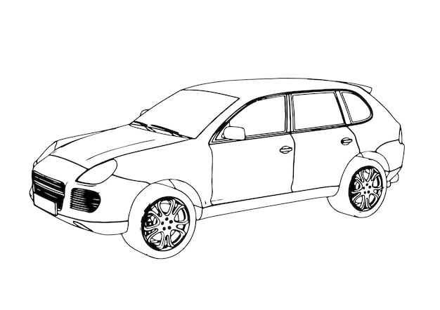 Vector sketch of an offroad car vector