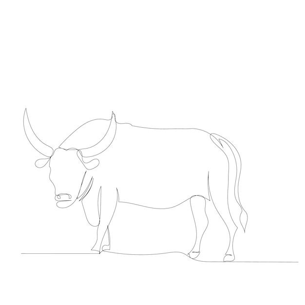 Vector sketch one line drawing bull