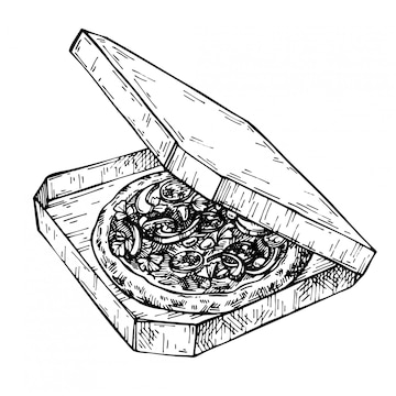 line doodle of an open pizza box 12550261 Vector Art at Vecteezy