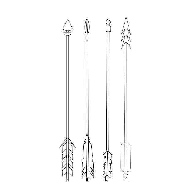 Vector sketch outline arrow for bow