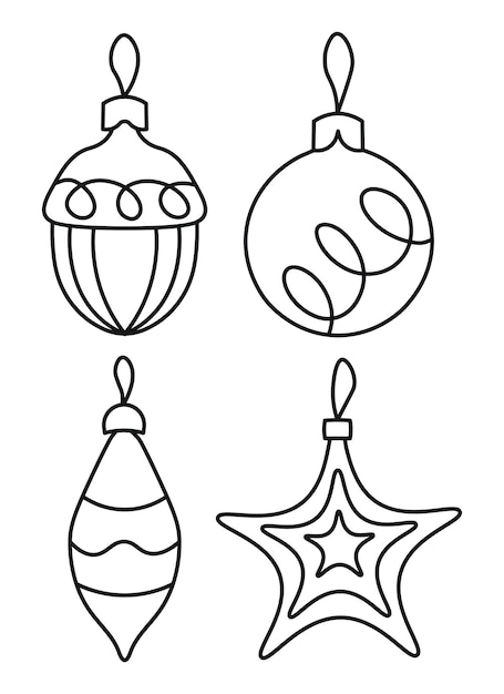 Sketch outline of Christmas tree decorations