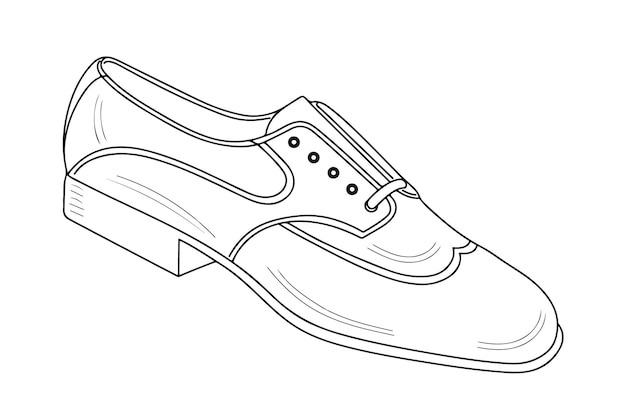 Контур эскиза классической низкой обуви для мужчин изолированный вектор