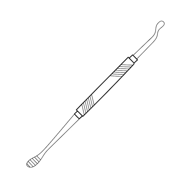 Sketch outline silhouette of a bone rasp dental medical instruments doodle line drawing