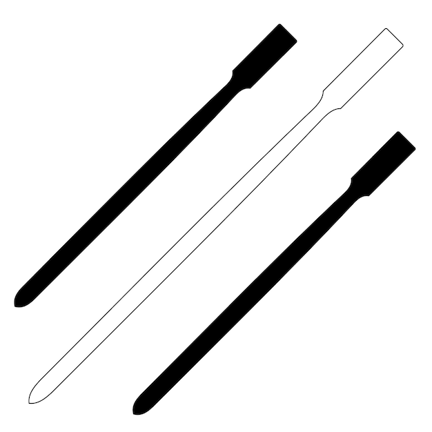 Vector sketch outline of the silhouette of a surgical chisel dental medical instruments doodle line drawing