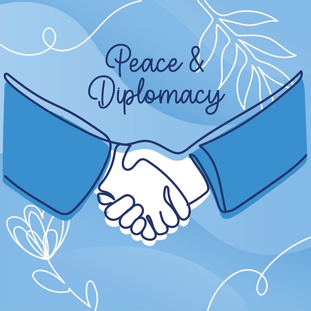 Sketch of pair of shaking hands Peace and diplomacy flat concept Vector