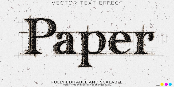 Vector sketch paper text effect editable old text and retro text style