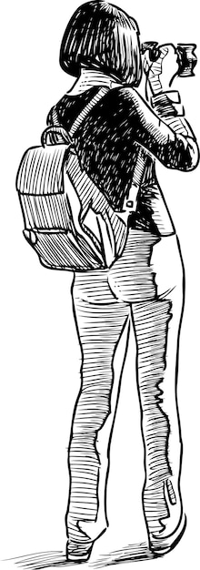 Sketch of a photographer taking picture