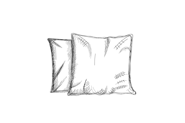 A sketch of a pillow with a black outline on a white background.