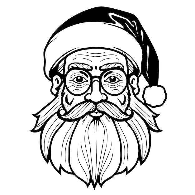 サンタクロースの肖像画 スケッチ メリークリスマス ホーホーホー 手描き