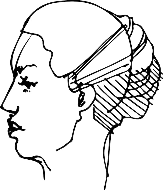 Vector sketch of the profile of a young woman