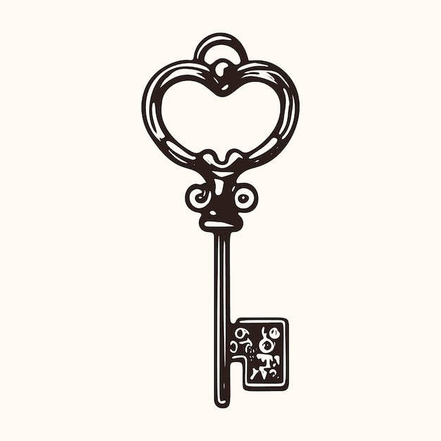 Sketch of retro key vintage style