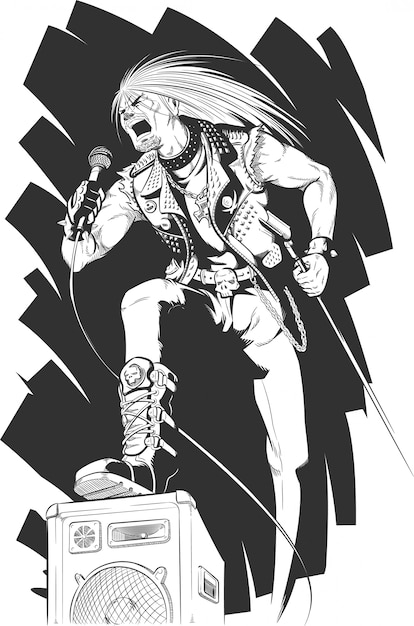 Sketch of Rocker Singing on Concert