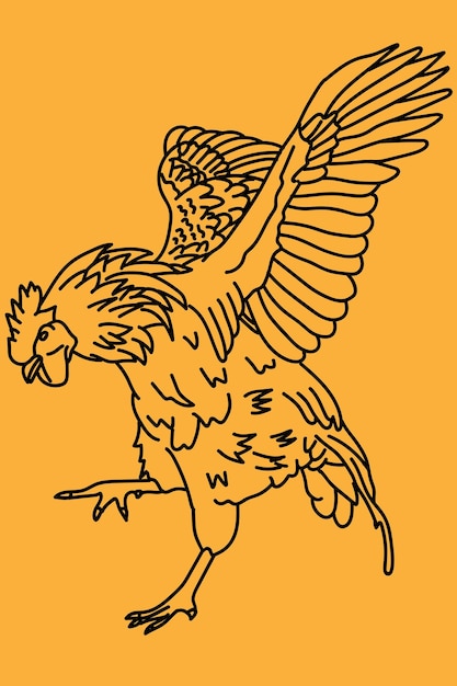 Vector sketch rooster line art