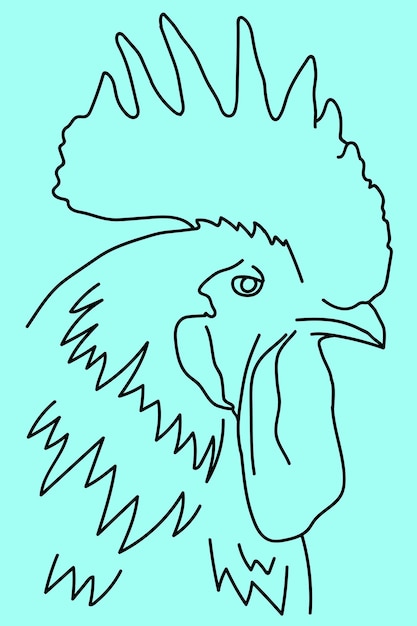 sketch rooster line art