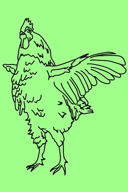 sketch rooster line art