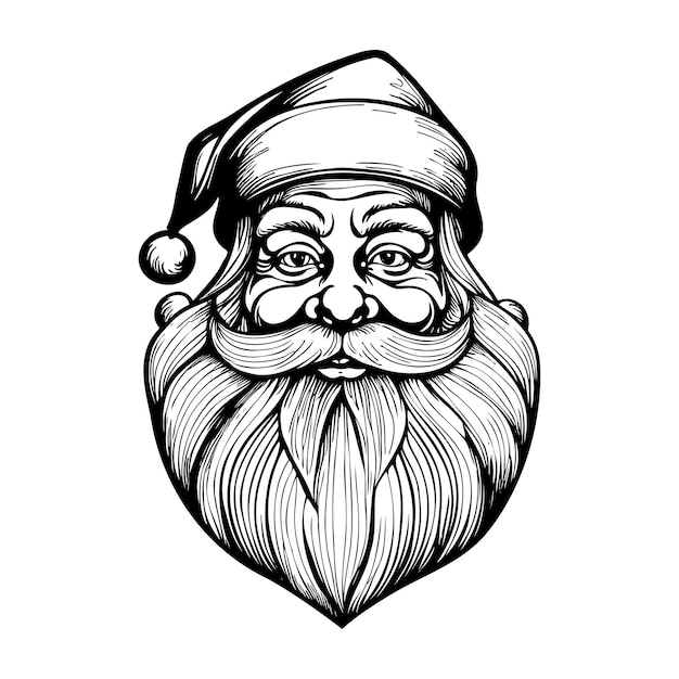 Vector sketch santa claus black and white hand drawn vector illustration isolated