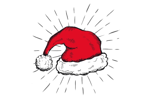 Sketch of Santa Hat Hand drawn illustration