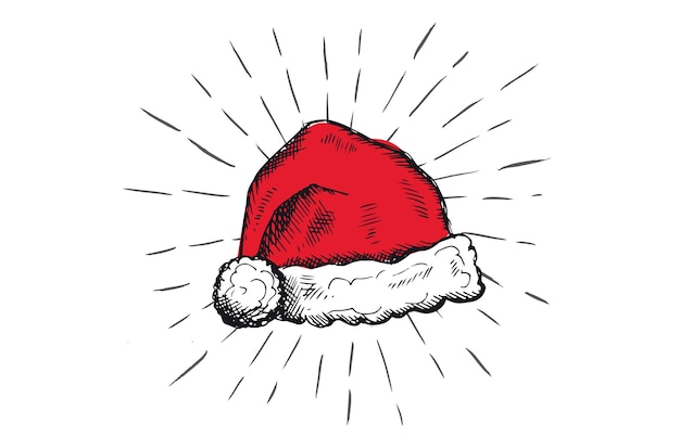 Sketch of Santa Hat Hand drawn illustration