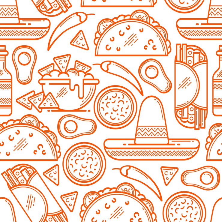 Sketch set of mexican food objects