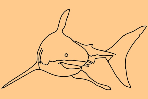 サメ ライン アートをスケッチします。