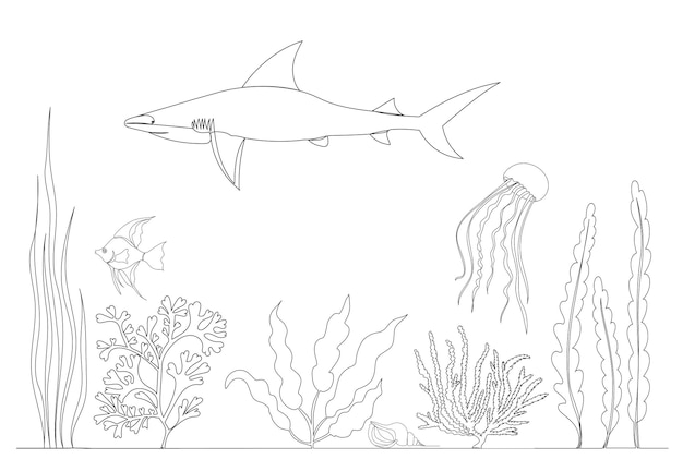 Sketch shark swims in the sea vector