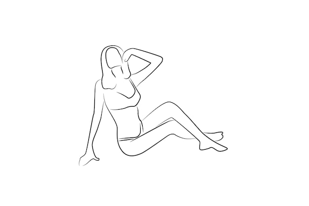 Sketch Shilouette Hand drawn sexy women oneline continuous single line art